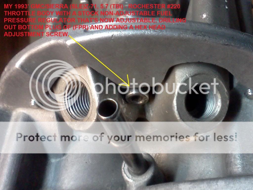 Ultimate TBI Mod, Added A Fuel Pressure Regulator Adjustment Screw To